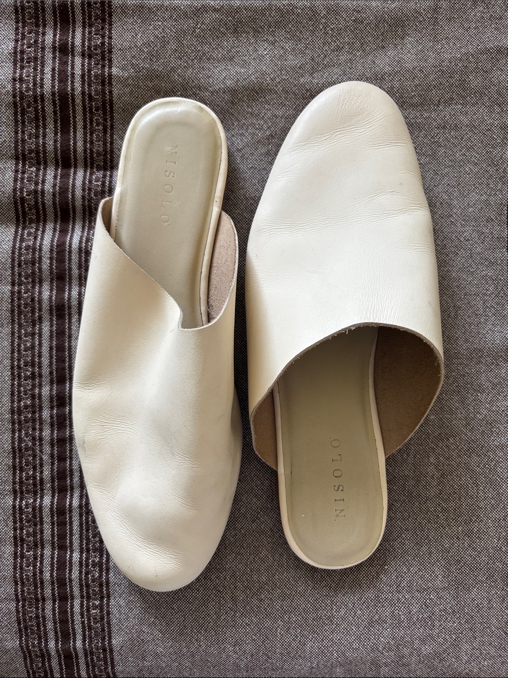 Nisolo Off-White Leather Slide Mules